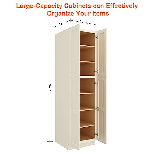 Kitchen Pantry Storage Cabinet with 2 Doors and 5 Shelves Y210218