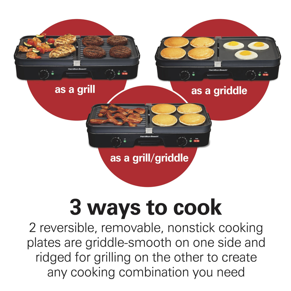 Electric Indoor Grill and Griddle, Nonstick, Adjustable Temperature R76102