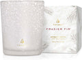 Thymes Frasier Fir Flocked Votive Candle – White Candle Jar Design – Scented Candle with Notes of Crisp Siberian Fir, Cedarwood and Sandalwood – Holiday Candle (2 oz)