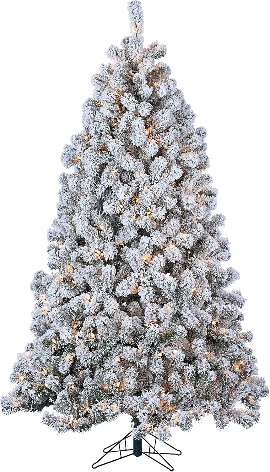 7 ft Pre Lit Clear UL Flocked Montana Pine