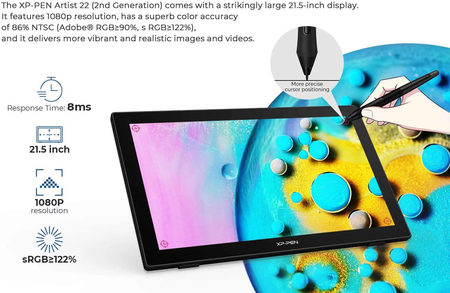 Graphics Tablet 21.5 Inch Drawing Display with Screen for Windows Mac Y659