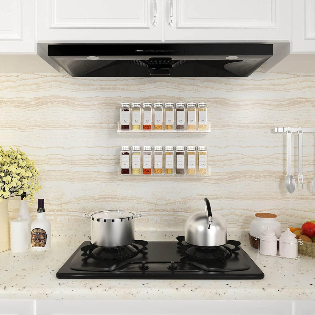 Acrylic Spice Rack Wall Mount 15 Inch, 4 Pack Hanging Shelf for Cabinet Door Z18297