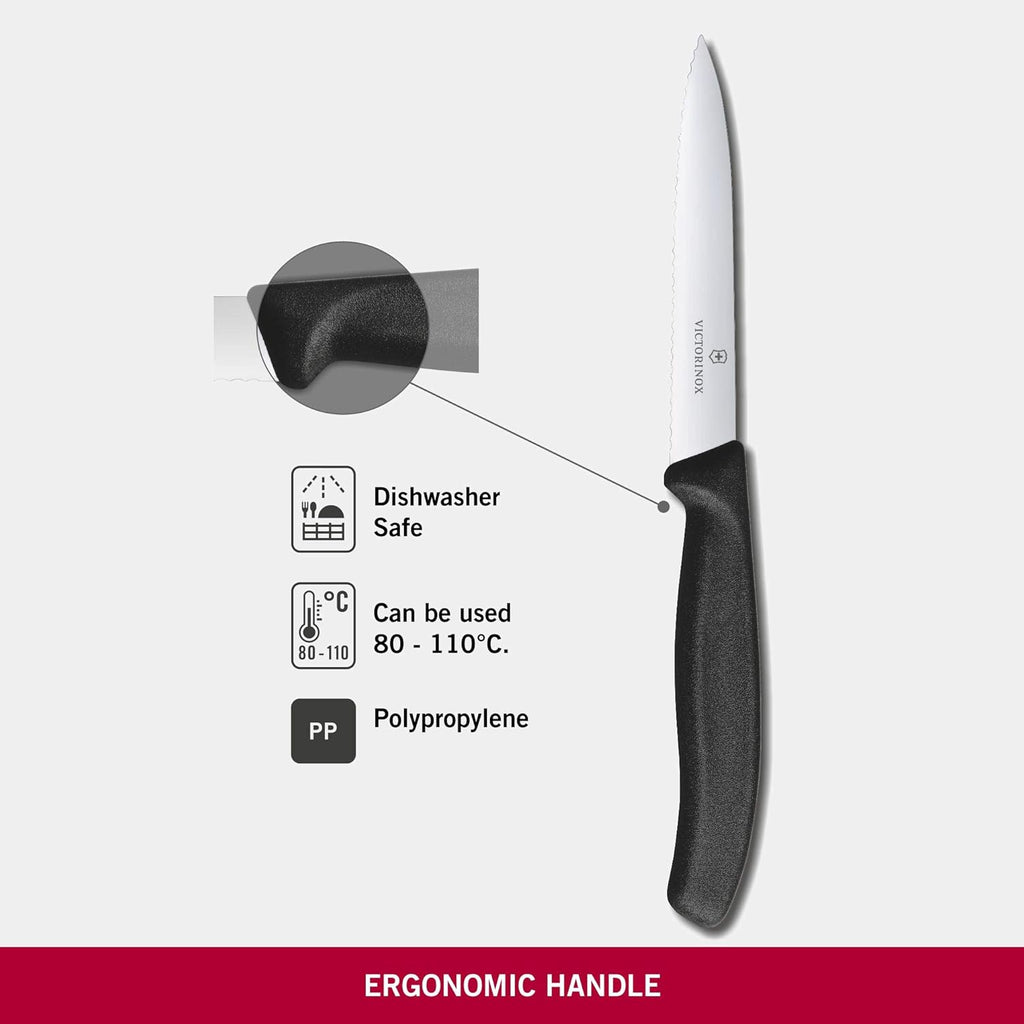 Swiss Classic Paring Knife 4" Serrated Blade Black C1301