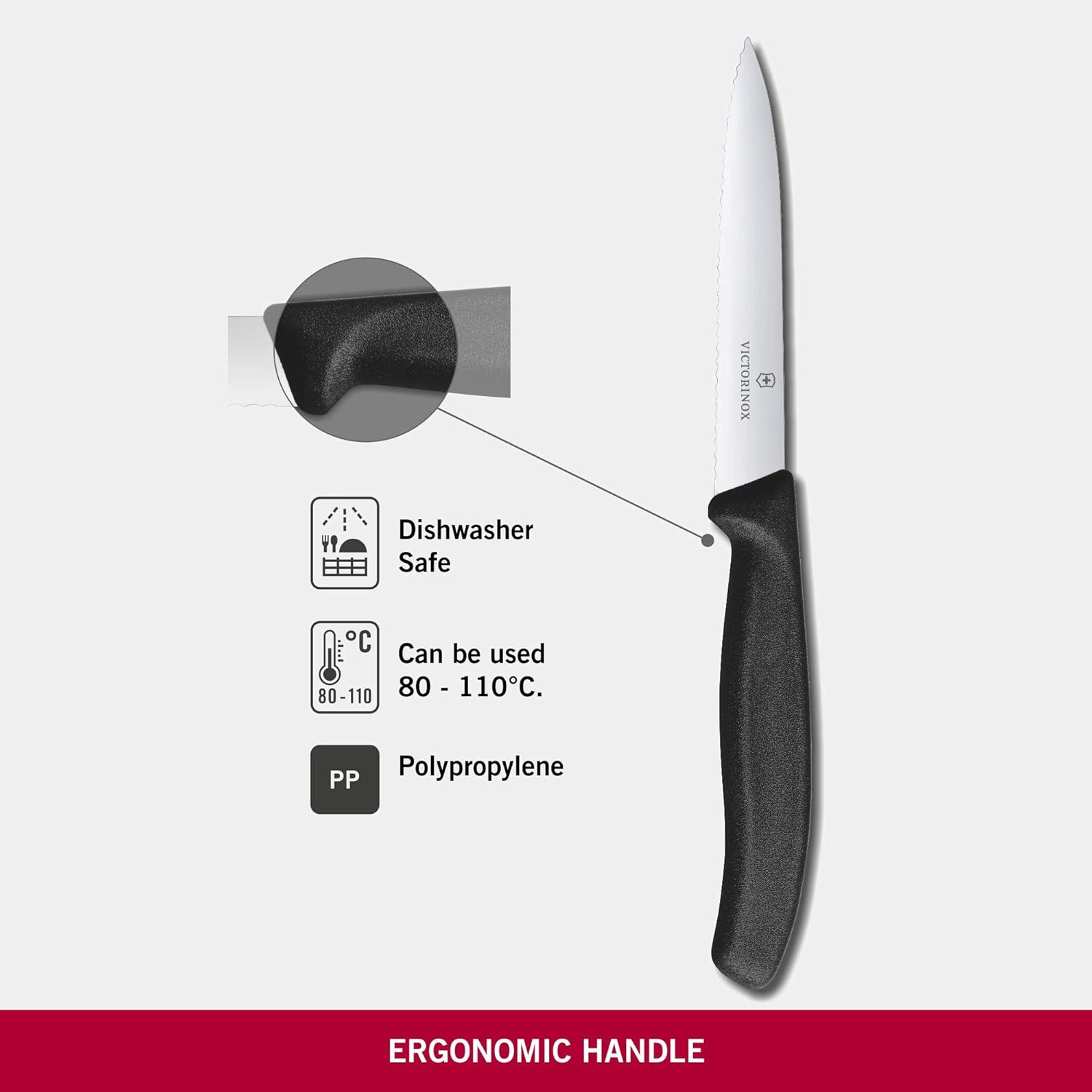Swiss Classic Paring Knife 4" Serrated Blade Black C1301
