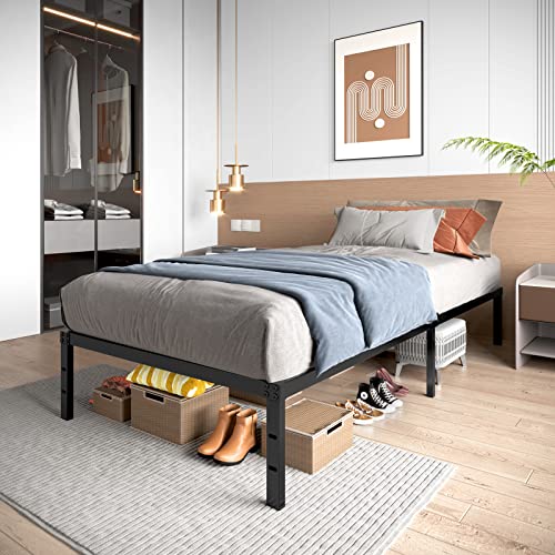 Twin Metal Platform Bed Frame with Under-Bed Storage, 14 Inches, No Box Spring Needed A15604