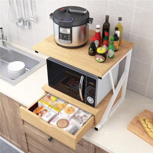 Wooden Microwave Stand with Drawer for Kitchen Storage O2517