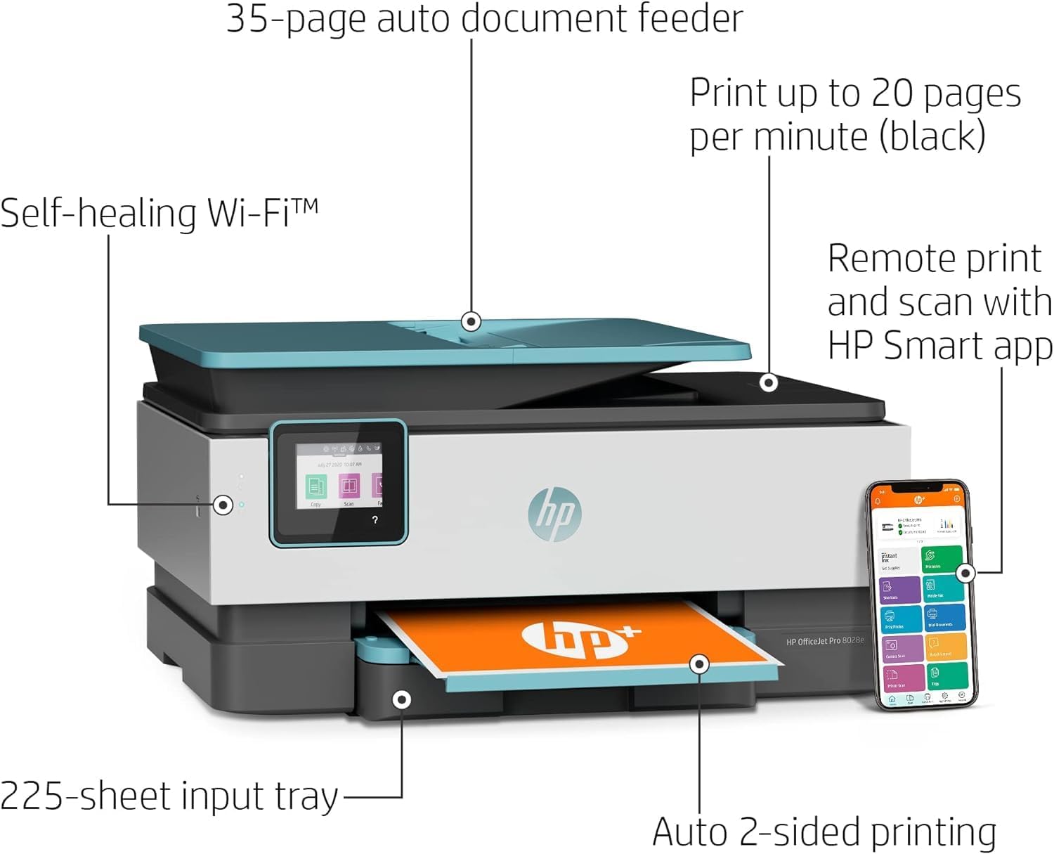 Wireless All-in-One Printer Scanner Copier Fax with Touchscreen F5936