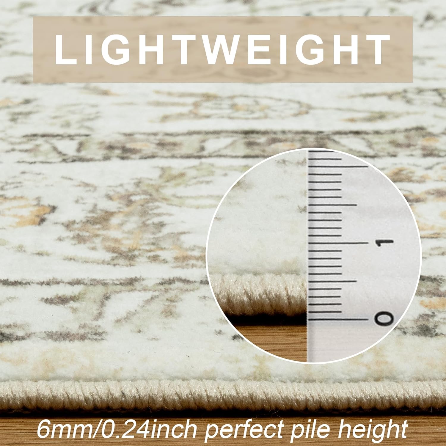 Machine Washable Area Rug 9x12 for Living Room, Non-Slip Beige Boho B91558