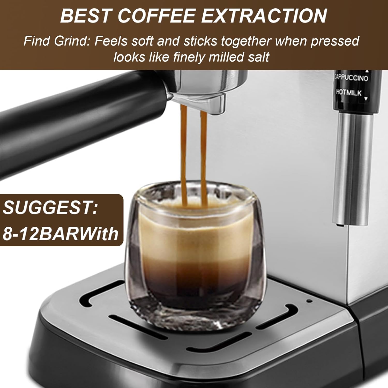 Espresso Machine 15 Bar with Milk Frother Steamer V968