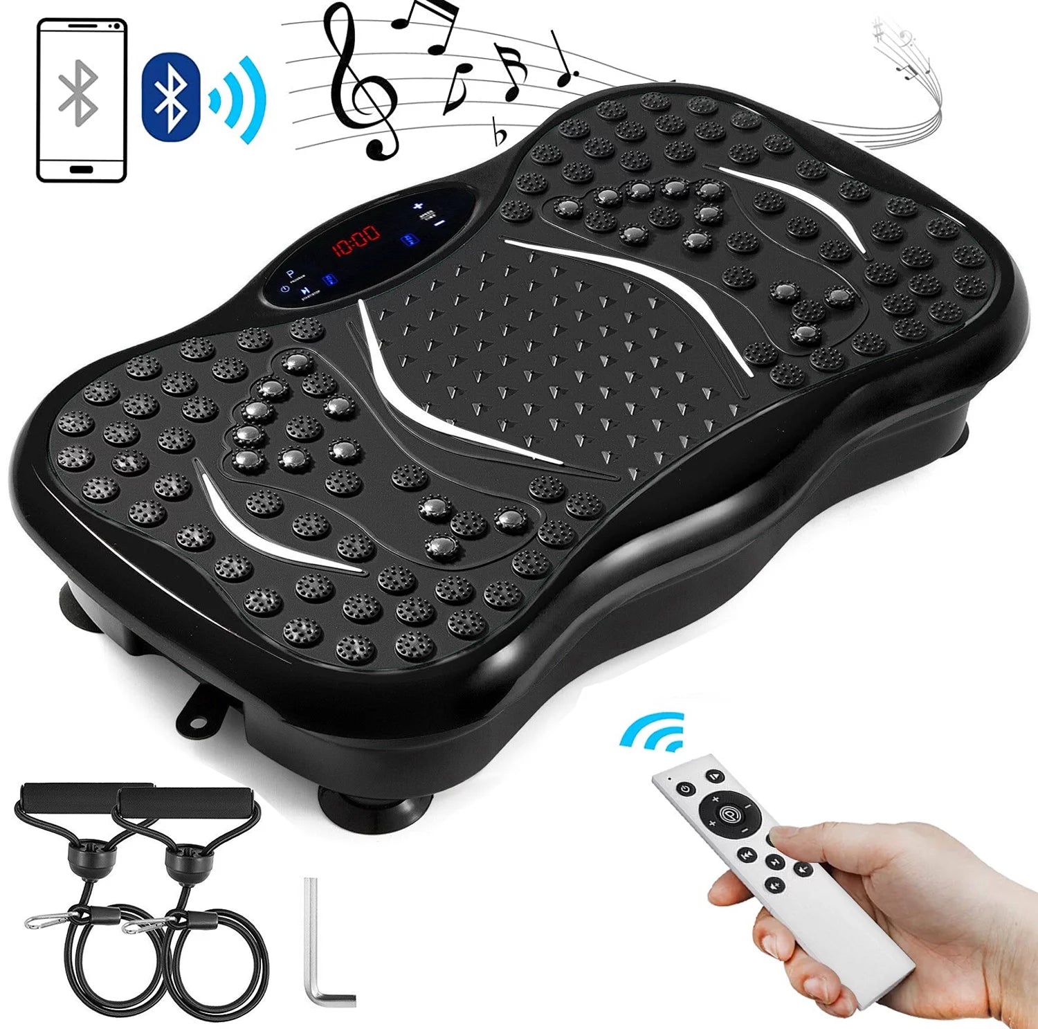 VEVOR Vibration Platform, Full Body Exercise Vibration Plate, Vibration Machine 350lbs LCD 3 Levels Massage Remote Bluetooth USB Music, Fitness Vibration Machine, Black