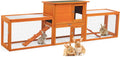 COZIWOW Extra Large Rabbit Hutch Bunny Cage Outdoor Indoor, 2-Story 94.5”L Big Wooden Bunny Hutch Rabbit Cage Small Animal House with No-Leak Tray, Openable Top, Runs, Waterproof Roofs (Orange)