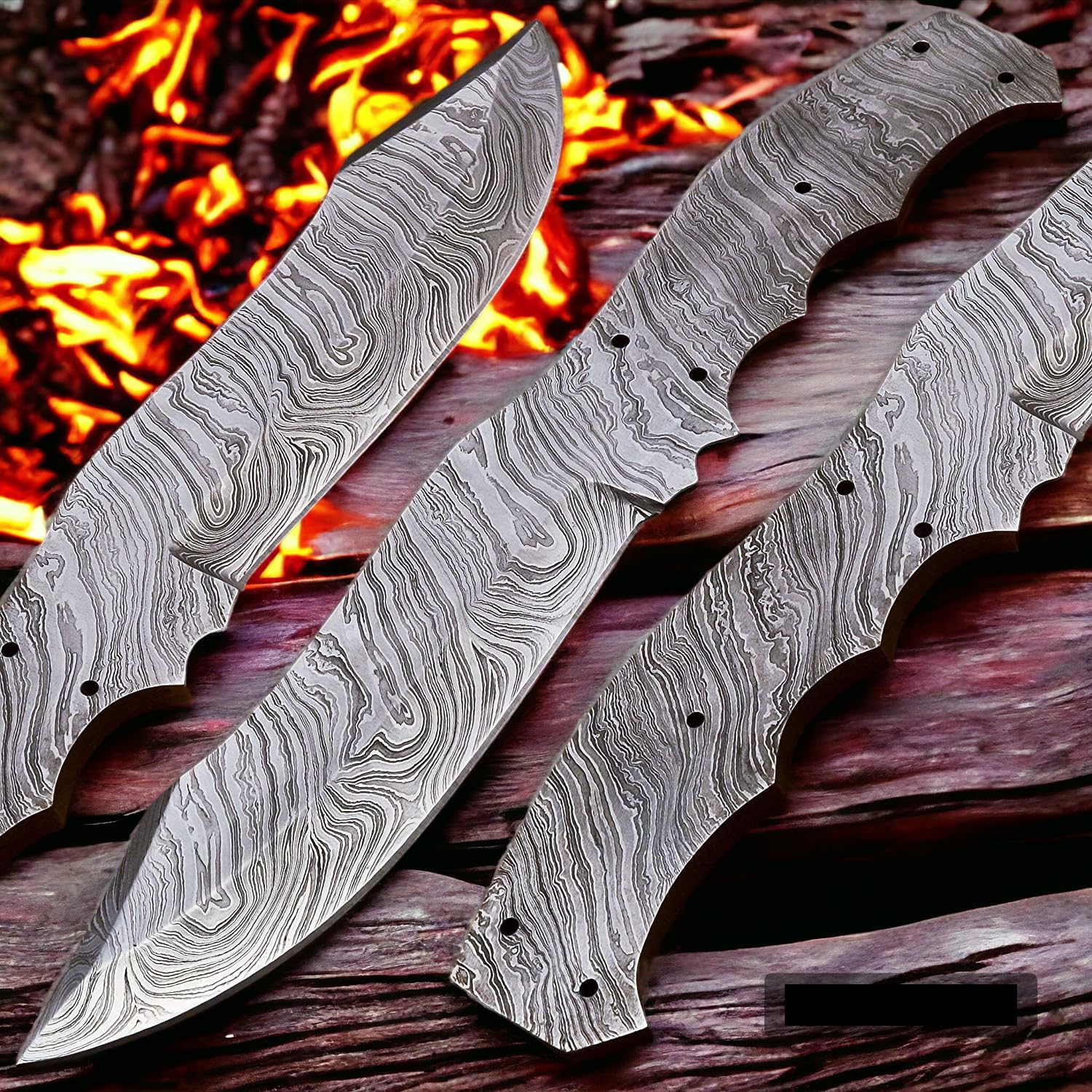 Wilson Roy Damascus Steel Full Tang Blank Blade knife Custom Handmade for Knife Making supplies-7VV
