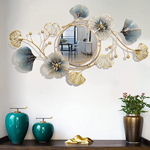 Ginkgo Leaf Metal Wall Mirror for Living Room Entryway A425