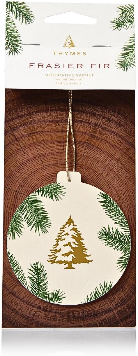 Thymes Decorative Sachet - Frasier Fir - Scented with Notes of Siberian Fir, Cedarwood, and Sandalwood - Hostess Gift for The Holidays