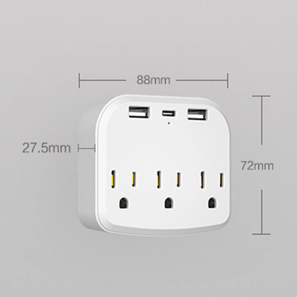 European Travel Plug Adapter with 3 US Outlets and 2 USB Ports U584360