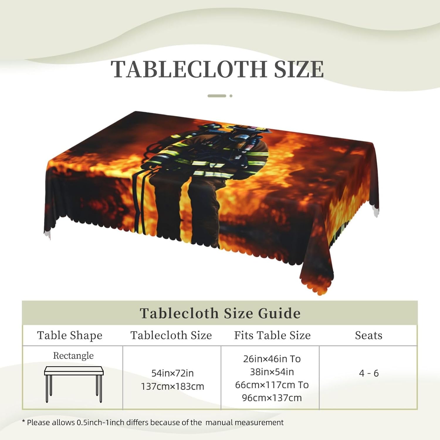 Flame Print Square Tablecloth for Coffee Table Outdoor Decor R13385