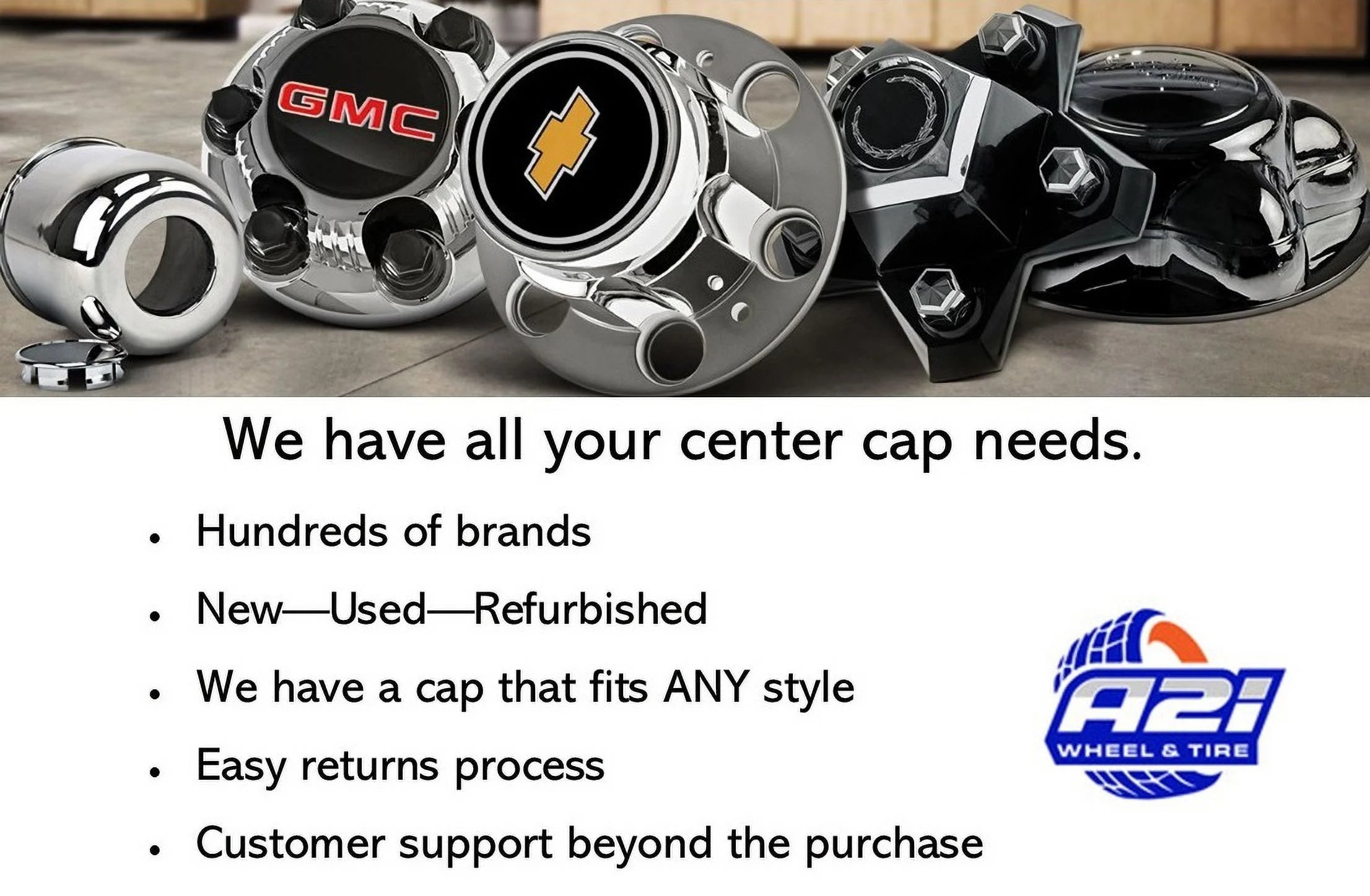 Chrome Bolt On Center Cap 5x4.5 5x5 5 Lug U749193