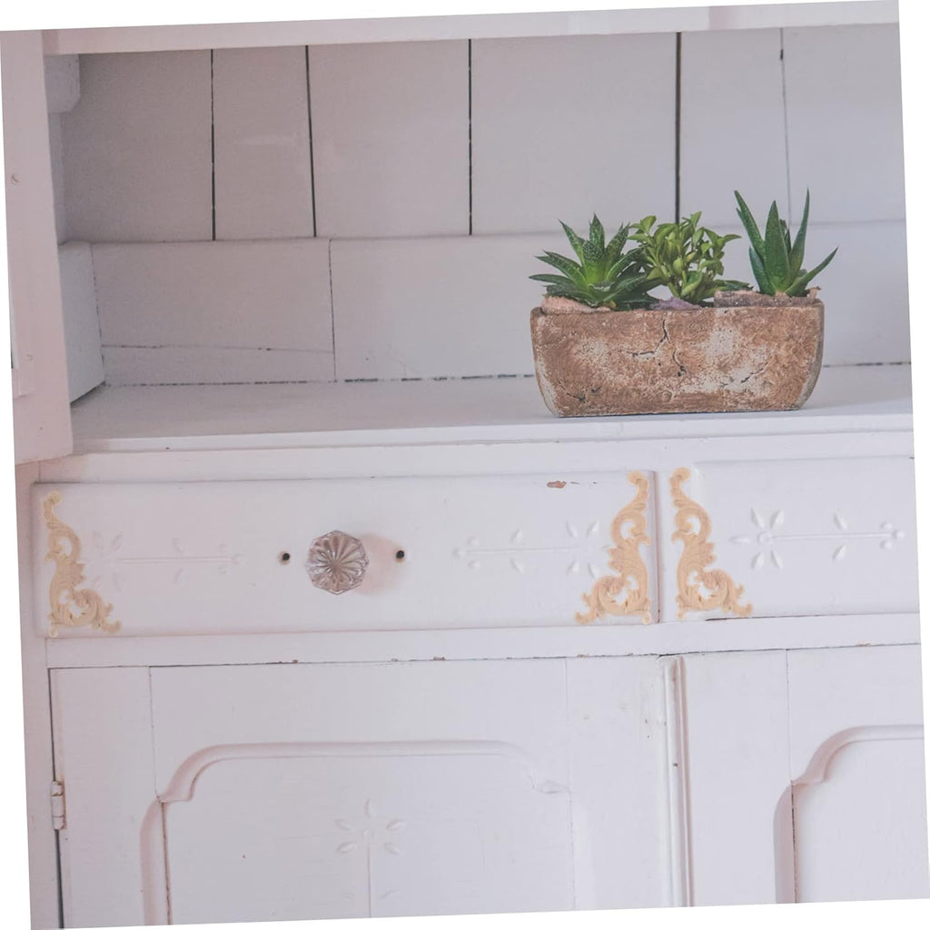 4pcs Unpainted Wood Carved Furniture Appliques Dresser Decor K32919