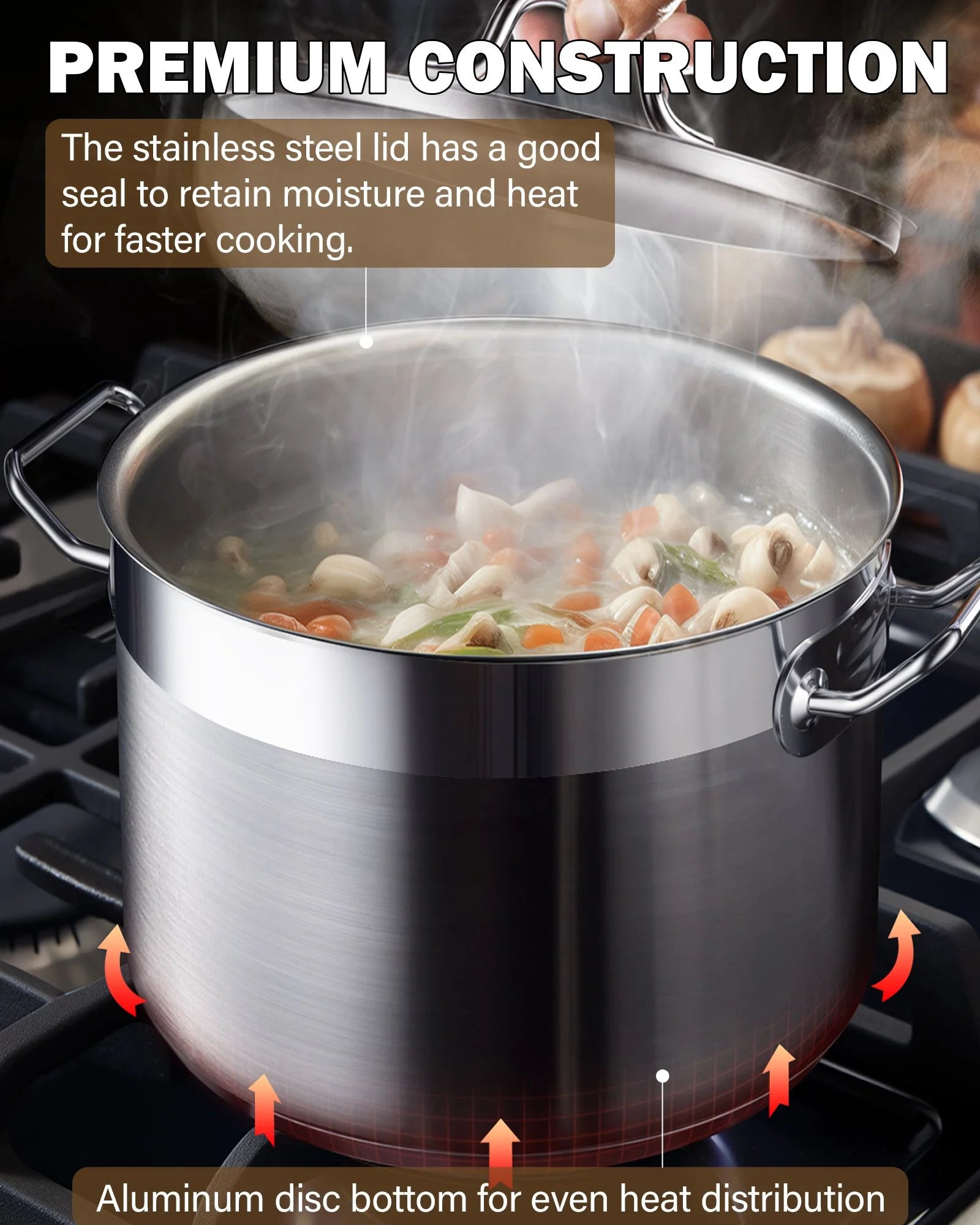Stainless Steel Stock Pot with Lid, 8 Quart U14389