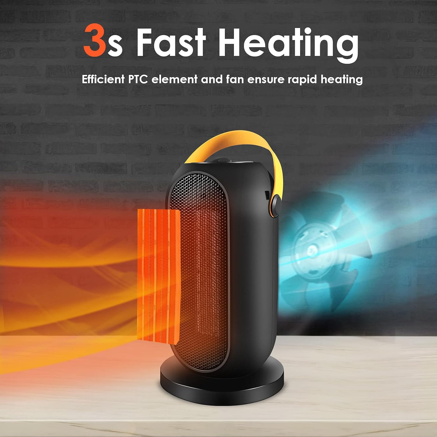 Portable Fan Heater for Home, 1200W PTC Ceramic Heater with 4 Heat Settings B452099