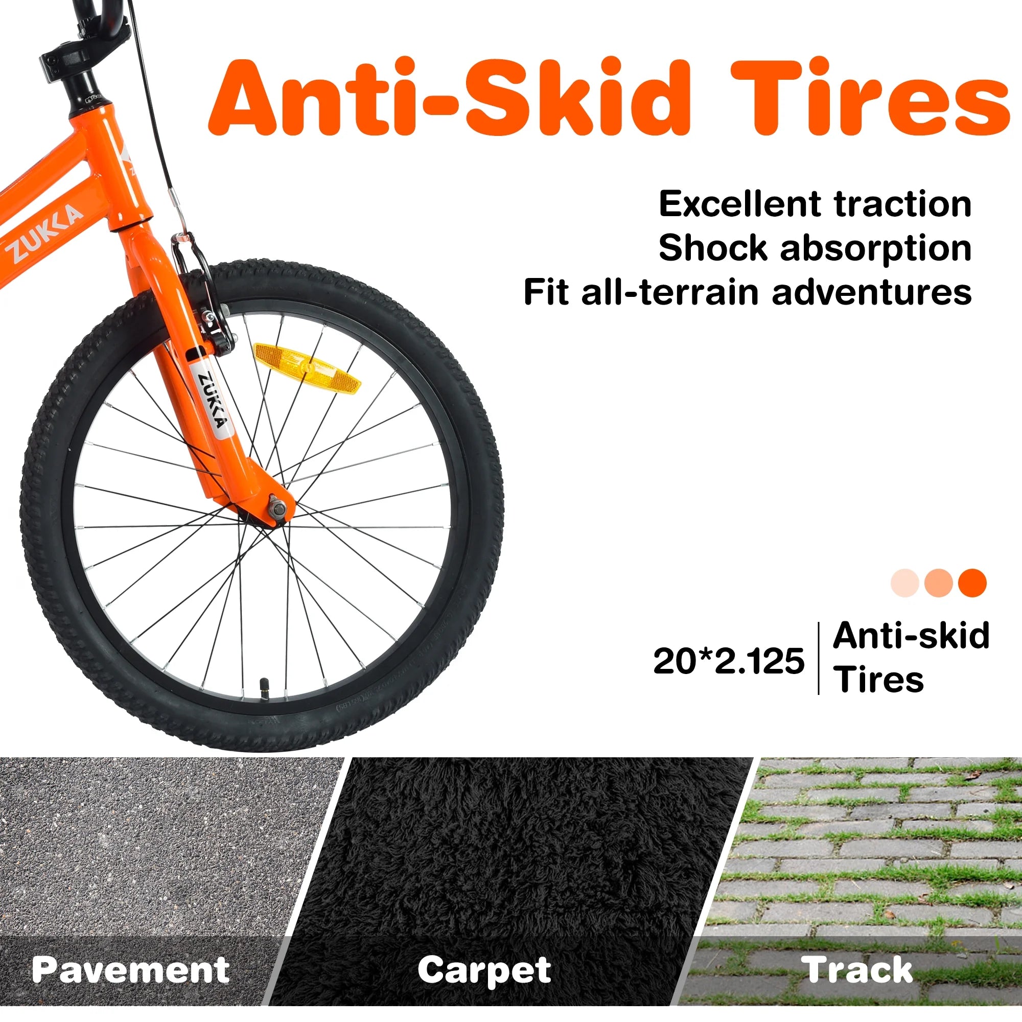 20 Inch Boys Bike for Kids Ages 7-10, Single Speed, Steel Frame, Orange J207351