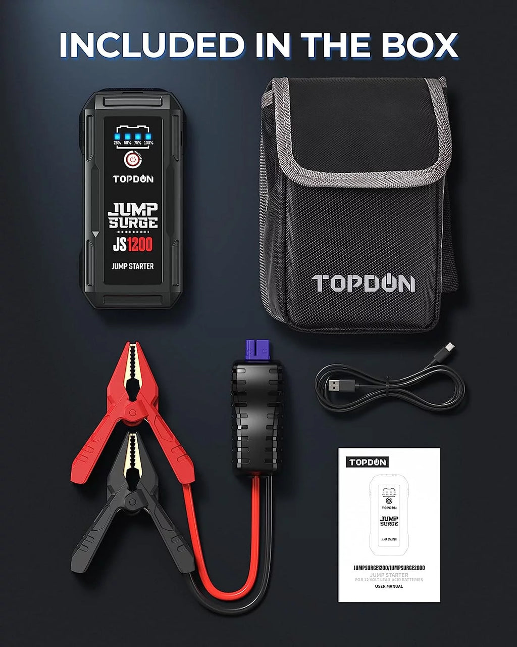 Portable Car Jump Starter 1200A 12V Battery Charger G603