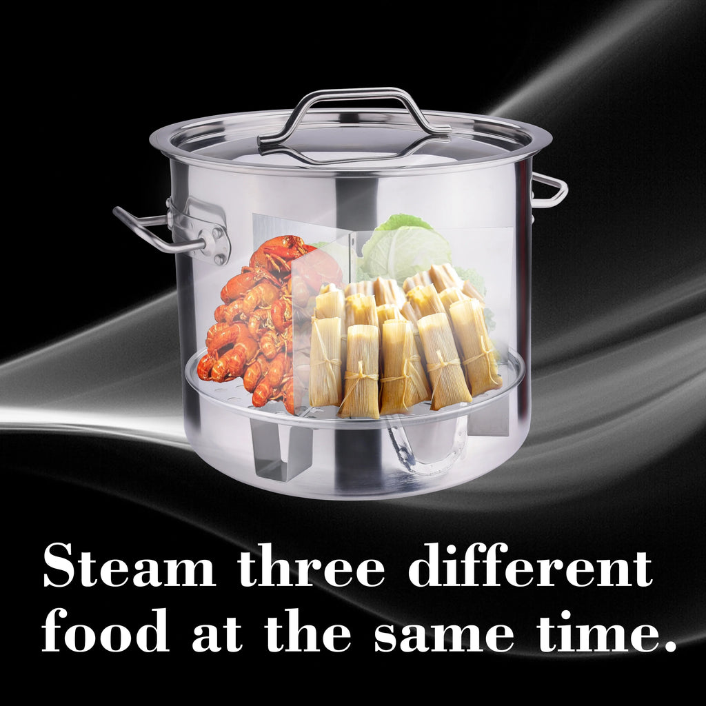 Stainless Steel Stock Pot with Lid & Steamer Rack G6740