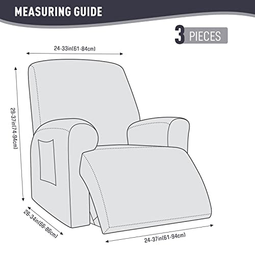 Stretch Recliner Chair Cover with Stripe Jacquard Pattern, 1 Seater, Misty Gray X188311