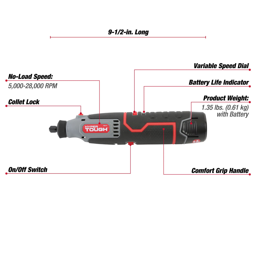 Rotary Tool with 40 Accessories, 1.5Ah Battery and Charger T992050