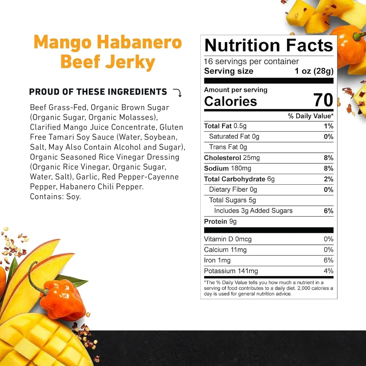 Mango Habanero Beef Jerky 16 Ounce K24938