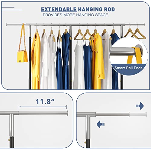 Heavy Duty Rolling Clothes Rack with Wheels, Collapsible Metal Garment Rack K572