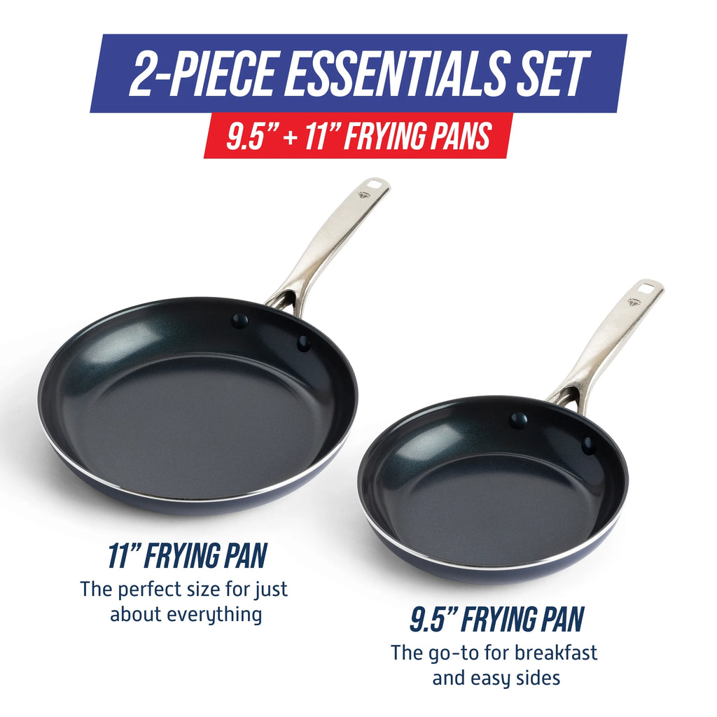 Ceramic Nonstick Frypan and Skillet Set, 9.5" and 11" E128