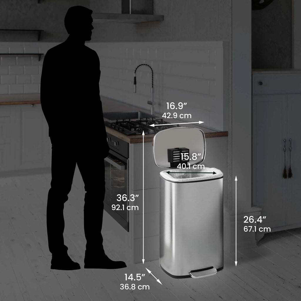 Stainless Steel Step Trash Can Combo Pack 13.2 and 1.32 Gallon W104813