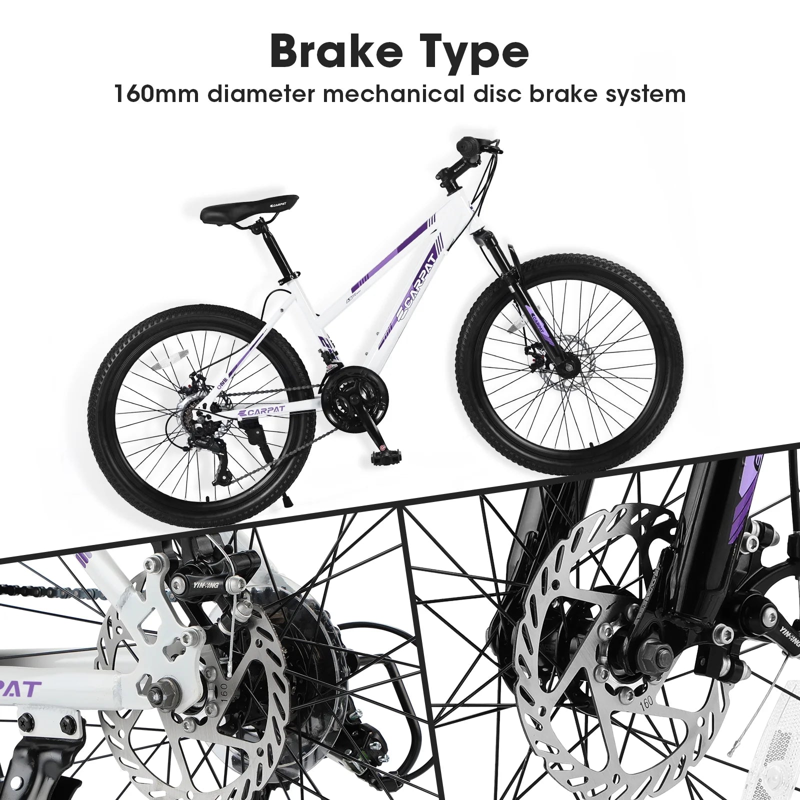 24 inch Mountain Bike for Teenagers Girls Women, 21 Speeds, Dual Disc Brakes J954506