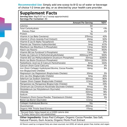 Daily Collagen Powder Vanilla - Grass-Fed Hydrolyzed Collagen Peptides for Hair, Skin & Nails - Keto & Paleo, Gluten Free F60637