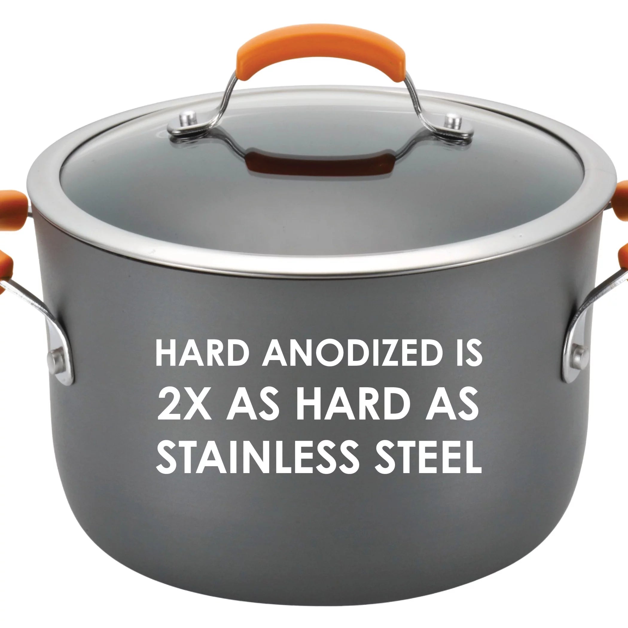 Nonstick Pots and Pans Set, 14 Piece, Gray with Orange Handles H8050