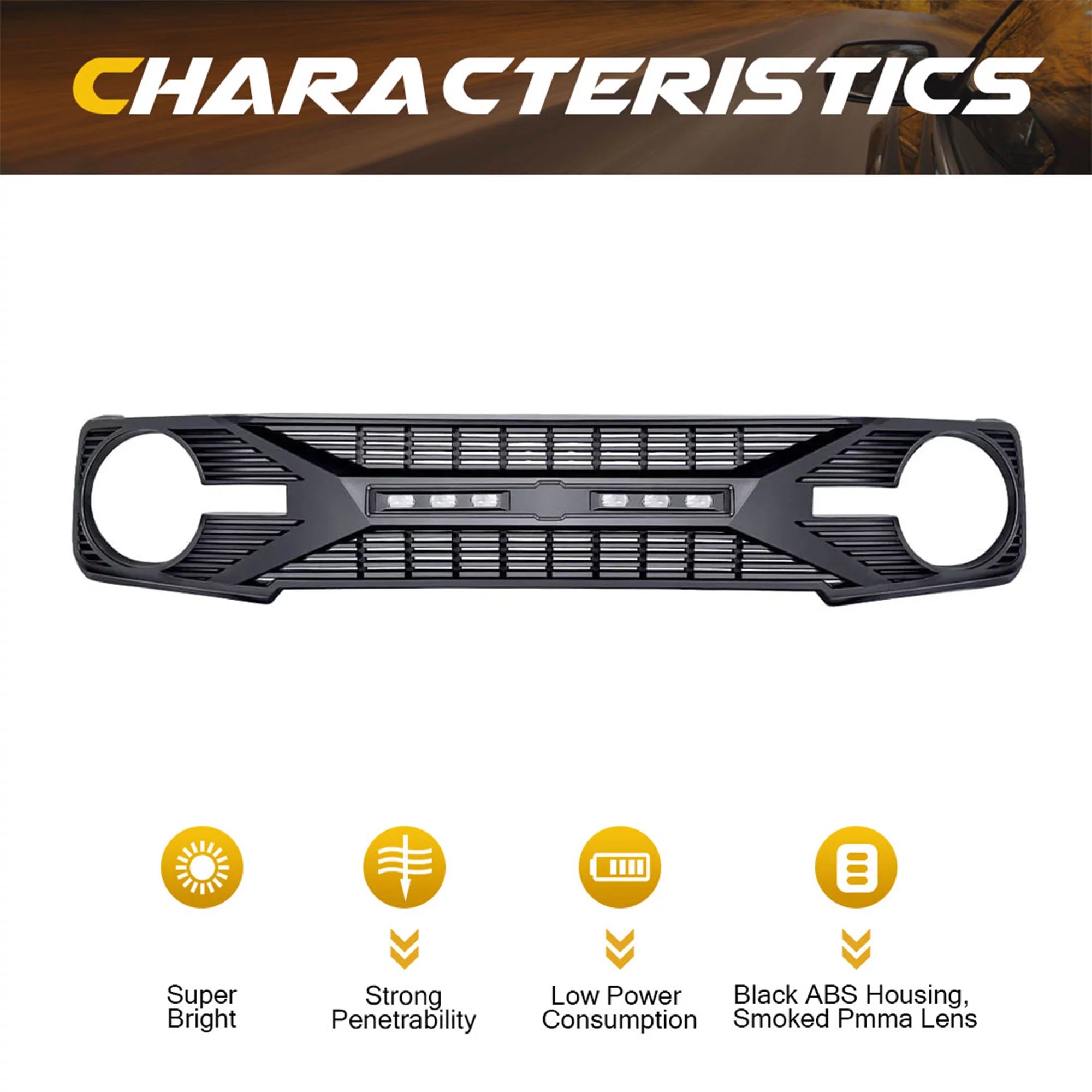 Grille with Lights for 21-24 Ford Bronco with Front Camera B6550