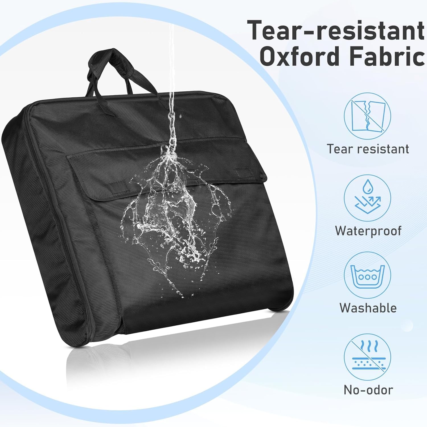 Carry On Garment Bag for Travel with Shoulder Strap, Waterproof Suit Cover with 3 Pockets, Black N3900
