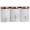 MegaChef Essential Kitchen Storage 3 Piece Sugar, Coffee and Tea Canister Set in Matte White