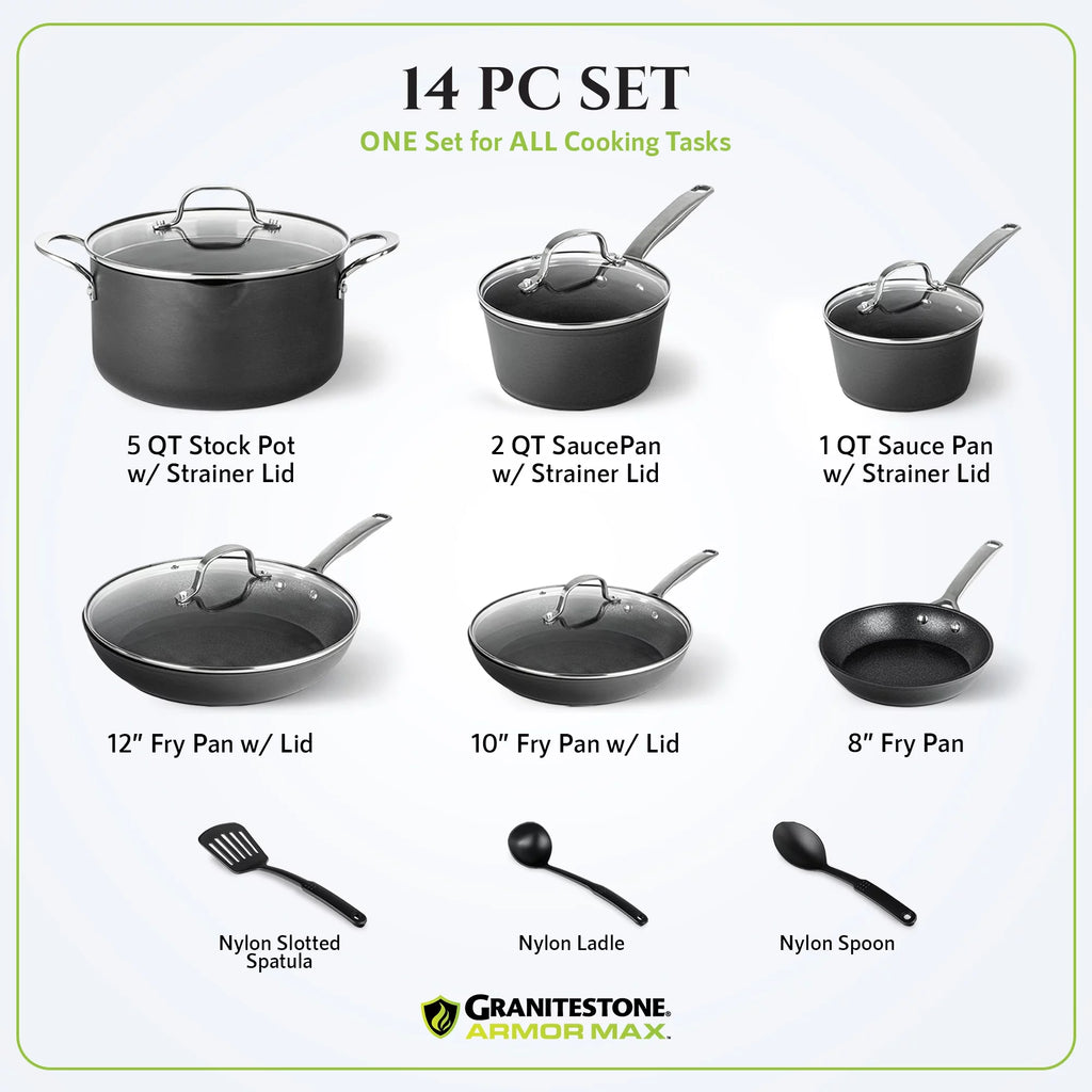 Hard Anodized Cookware Set 14pc Pots and Pans D4233