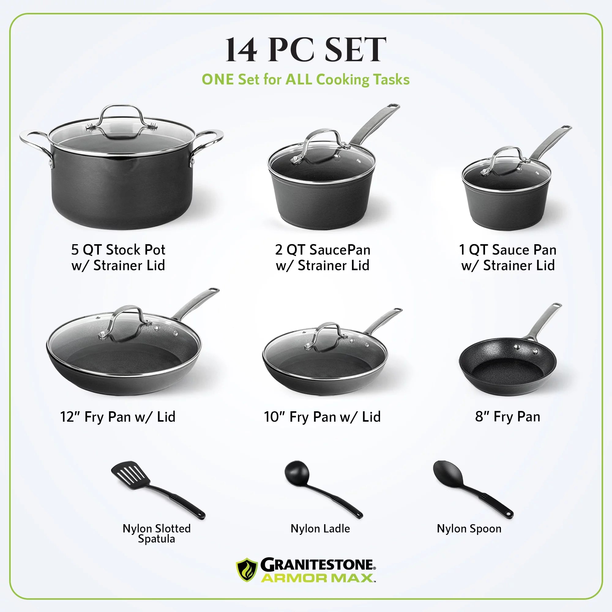 Hard Anodized Cookware Set 14pc Pots and Pans D4233