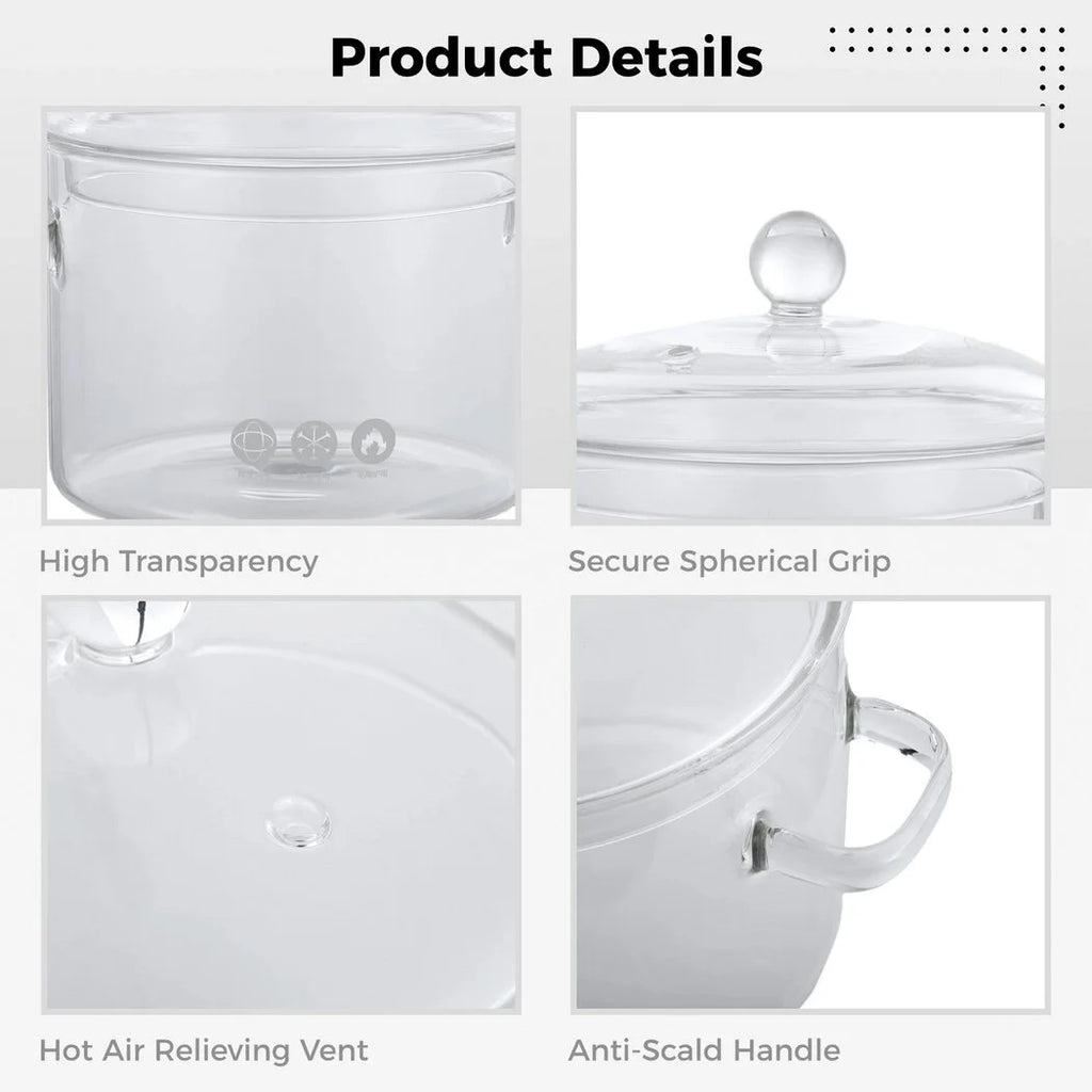 Glass Stovetop Saucepan with Lid, 64oz Pasta Pot H108367