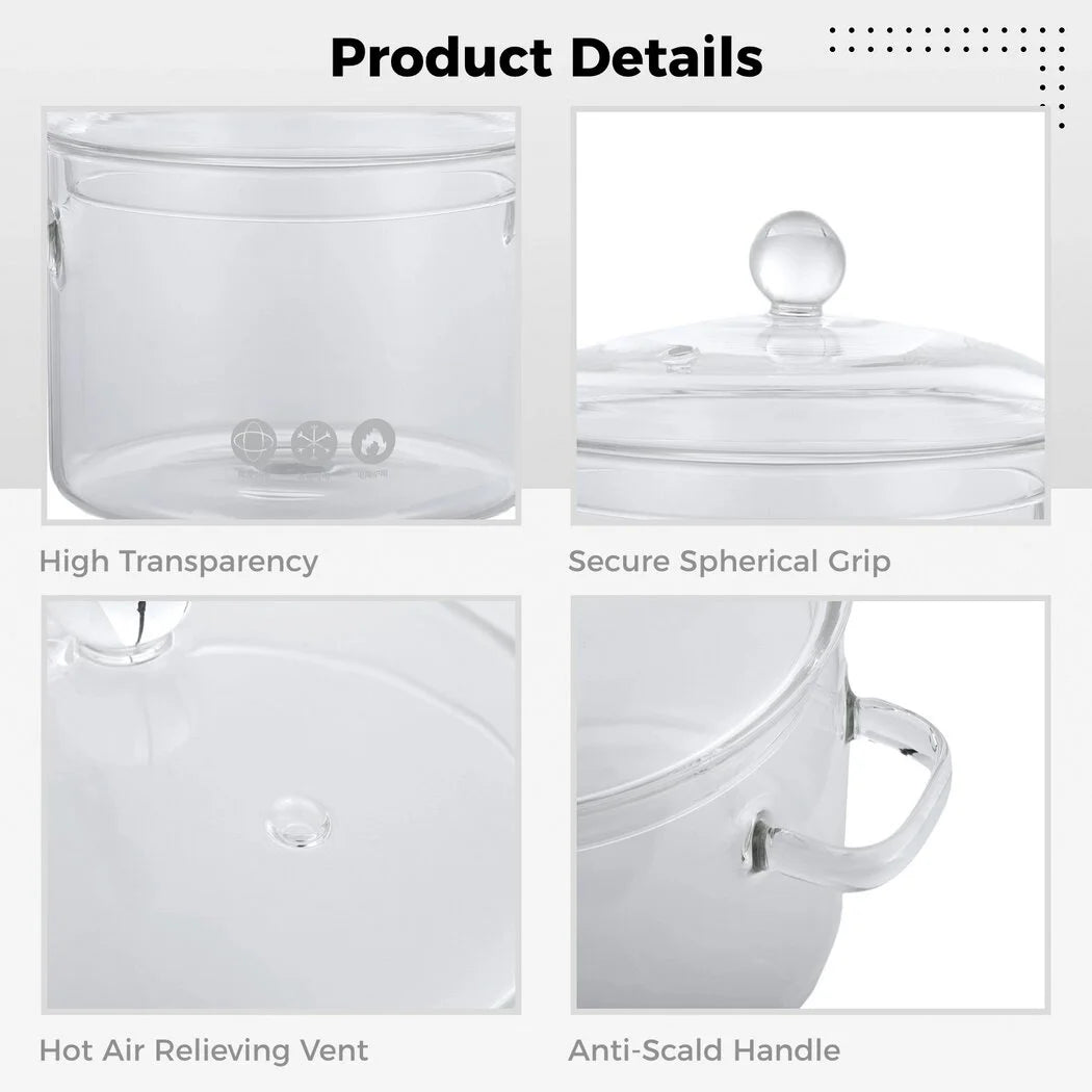 Glass Stovetop Saucepan with Lid, 64oz Pasta Pot H108367