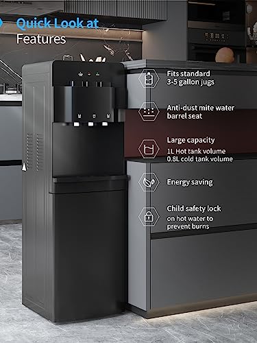 Bottom Loading Water Cooler Dispenser with 3 Temperature Settings, Child Safety Lock P776437