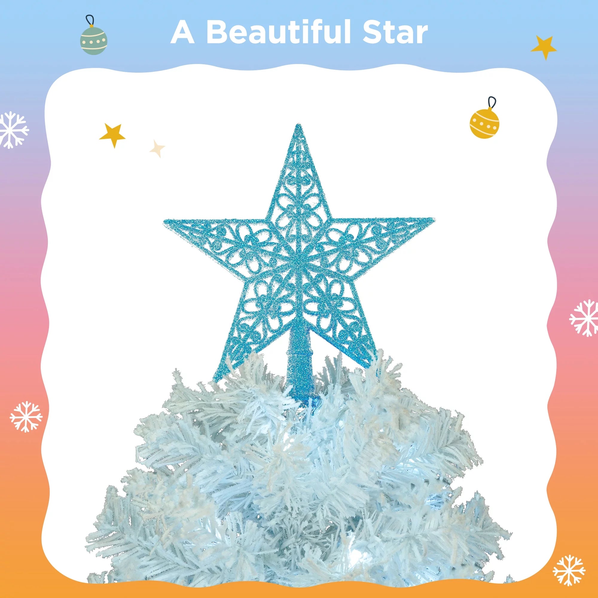6FT Pre-lit Artificial Christmas Tree with 300 Tri-Color Lights and Star Top E161241