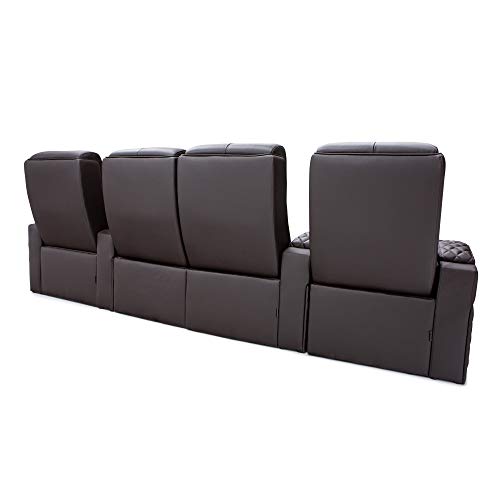 Top Grain Leather Power Recliner Home Theater Seating with USB Charging and Cup Holders B60637