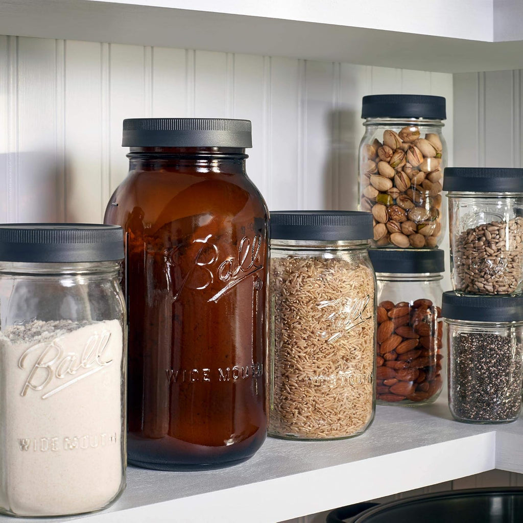 Black Plastic Leak-Proof Lids for Canning Jars, 6-Pack E6789