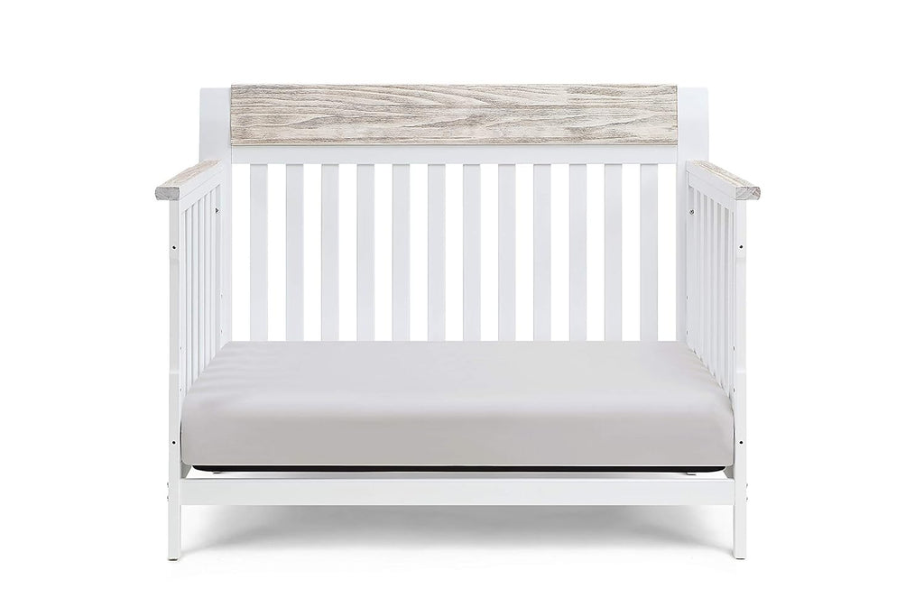 4 in 1 Convertible Crib, White and Wire Brushed Wood V2044