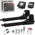 TOPENS AT12132S Solar Dual Swing Gate Opener Heavy Duty Automatic Gate Motor for Double Swing Gates Up to 18ft per Arm, Electric Driveway Gate Operator AC Powered with Solar Panel Remote Control Kit