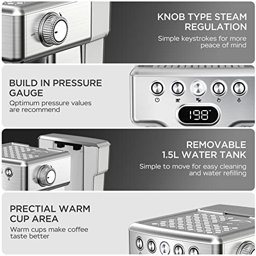 Espresso Machine, 20 Bar with Milk Frother, Compact Coffee Maker Q25099